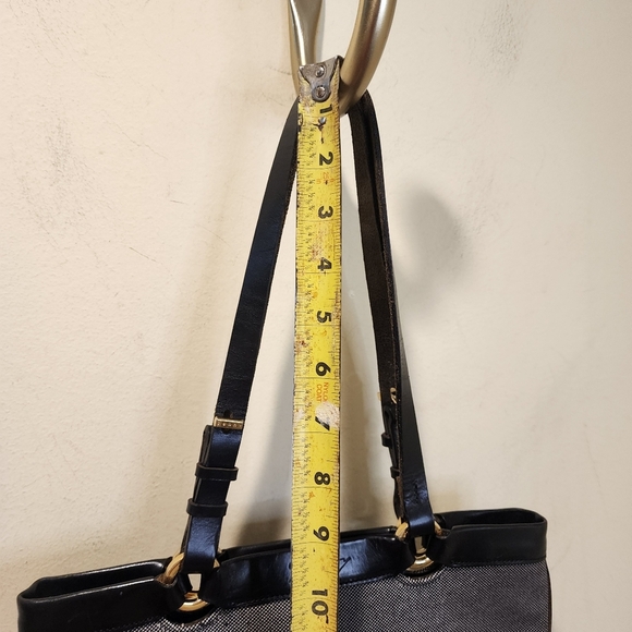 GENNY Black and Gray  Vintage Leather and Canvas Tote Bag - Picture 12 of 16